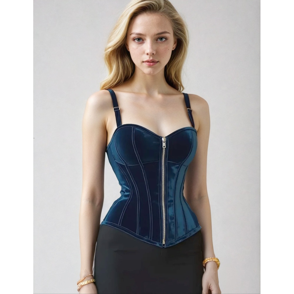 Attitude Corsets - Aedre Overbust korset - Blauw